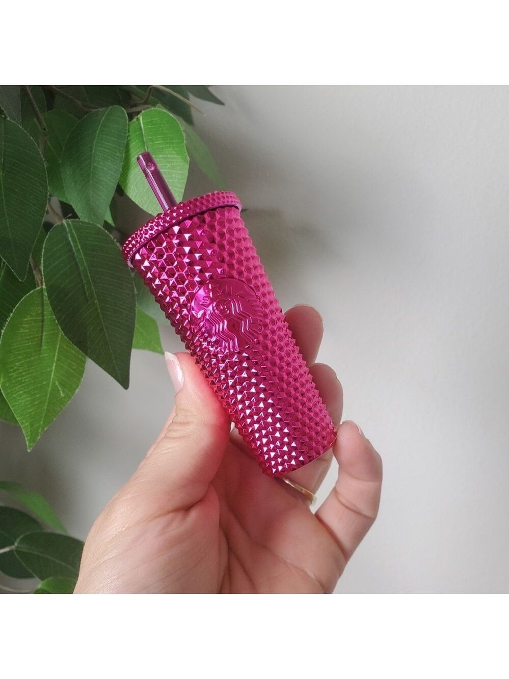 Starbucks Sangria Shine Fuchsia Studded Mini Tumbler Keychain Ornament 2022